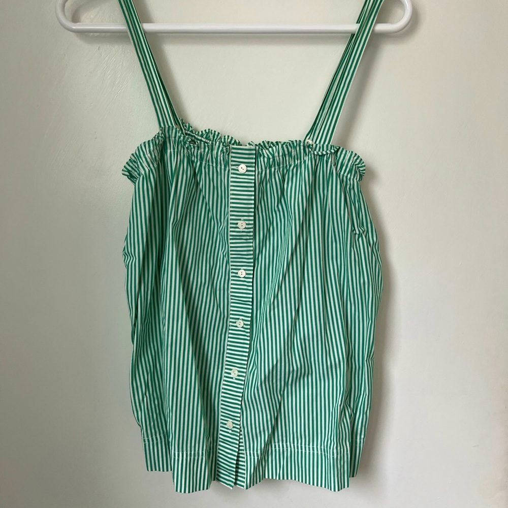 Green and white striped cotton cami by J. Crew. Size 2.